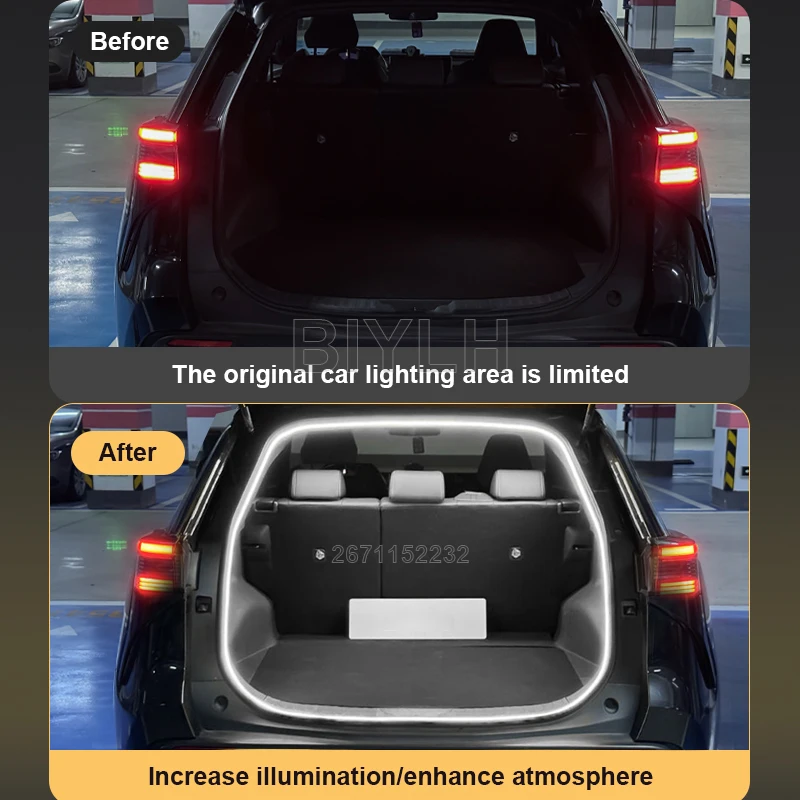 For Toyota bZ4X 2021-2024 Car LED Trunk Light, Flexible Atmosphere Light Tail Box Light For Corolla Cross Interior Accessories