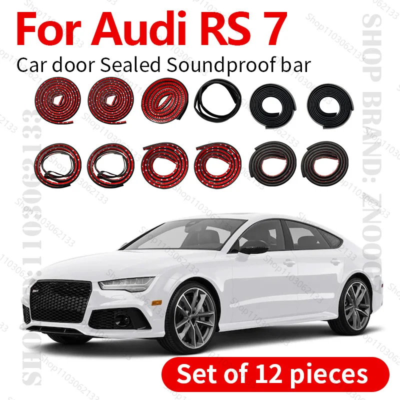 

For 2019-2025 Audi RS 7 C8 Car Door Seal Strip Rubber Double Layer Sealing Protector Soundproof Dustproof Seal Strip 12PCS Set