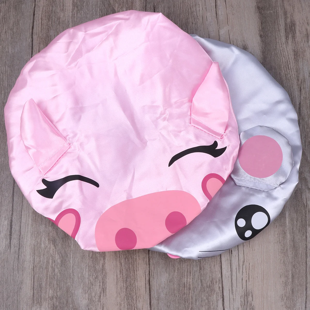 2 قطعة قبعة استحمام الطفل مقاوم للماء الساتان قبعة الاستحمام الكرتون ليتل ماوس الوردي خنزير الشعر حامي قبعة استحمام للأطفال #1