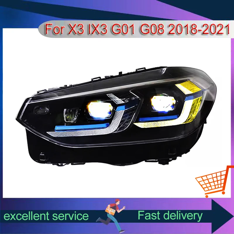 

New Style Headlight For BMW X3 IX3 G01 G08 2018-2021 Automobile Assembly Refit Front Lamp LED Laser Lens DRL Turn Signal Light