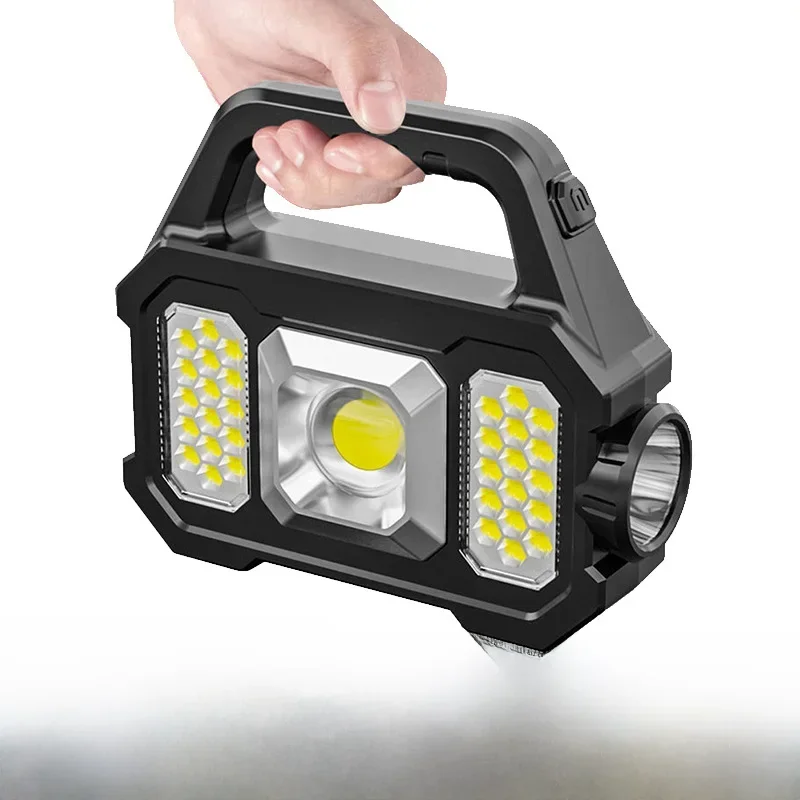 

Solar flashlight led strong light outdoor USB charging ultra-bright multi- cob work light satchel light wholesale Loop lasso Mre