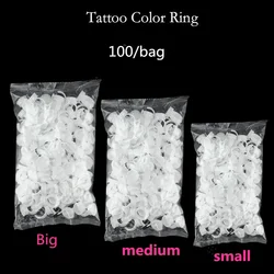 100Pcs Disposable Permanent Makeup Ring No Divider Tattoo Ink Cup Pigment Holder Cup for Tattoo Body Art S/M/L Tattoo Supplies