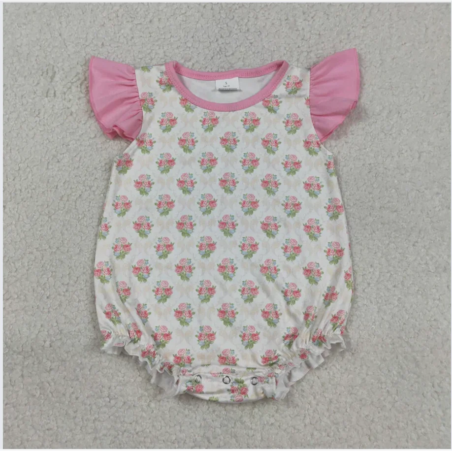 

SR3677 Розовый комбинезон для девочек с цветочными бантиками