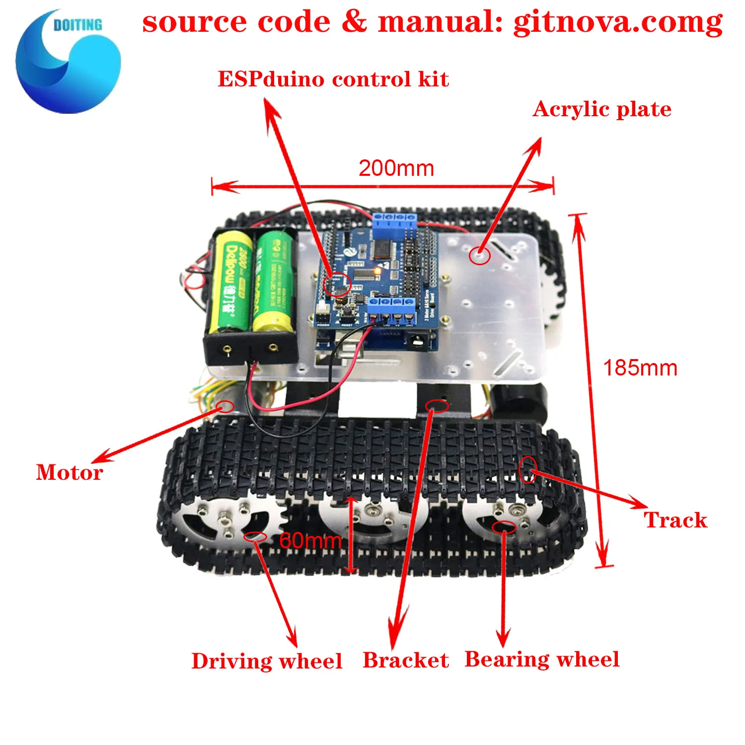 Mini T100 Crawler Robot tanque chasis de coche con Nodemcu inalámbrico WiFi controlador Kit de orugas Robot competición DIY RC kit de juguete