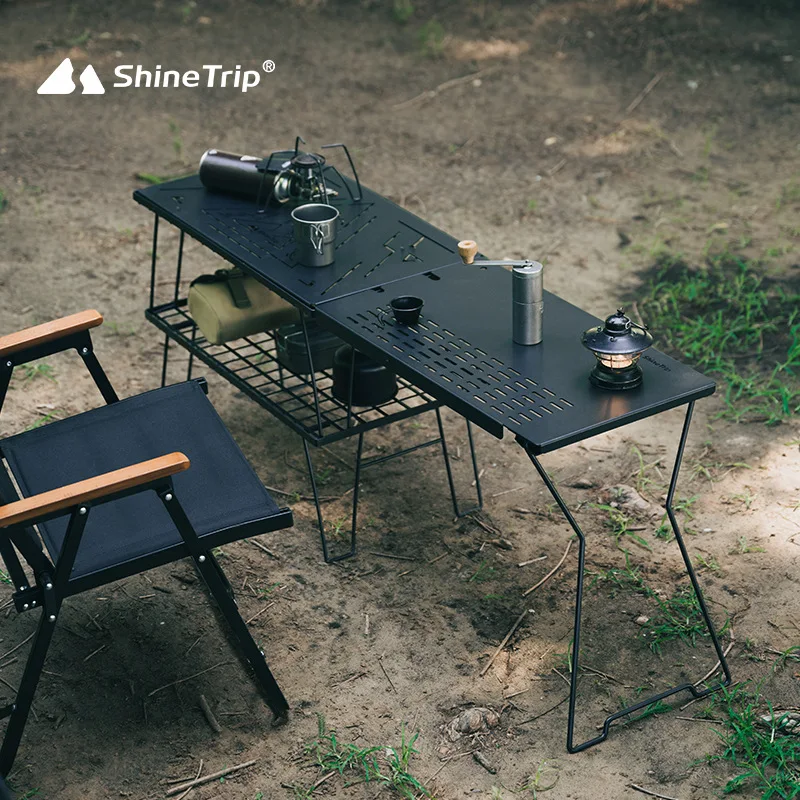 ShineTrip Portable Foldable Shelf Camping Side Table, Free Combination Expandable Board, Outdoor Wire Table Side Table, New