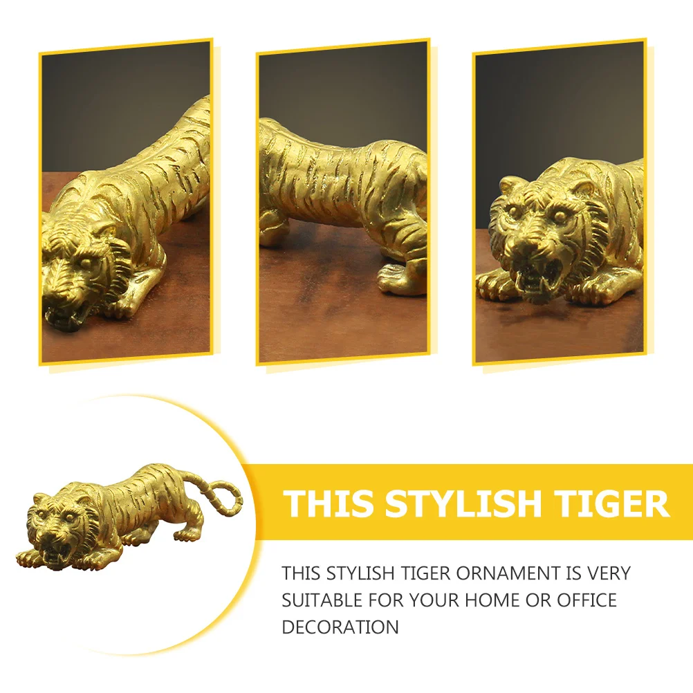 زخرفة النمر النحاسية النابضة بالحياة، مادة الدرجة العالية، ديكور المكاتب المنزلية، تمثال نمر فريد من نوعه لزينة الطاولة