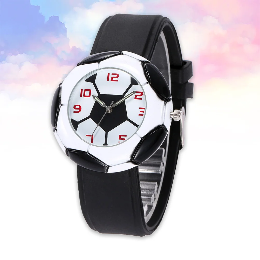 

1pc Creative Football Night Light Watch 'S Waterproof Quartz Watch Bracelet For Birthday Party Favor Black
