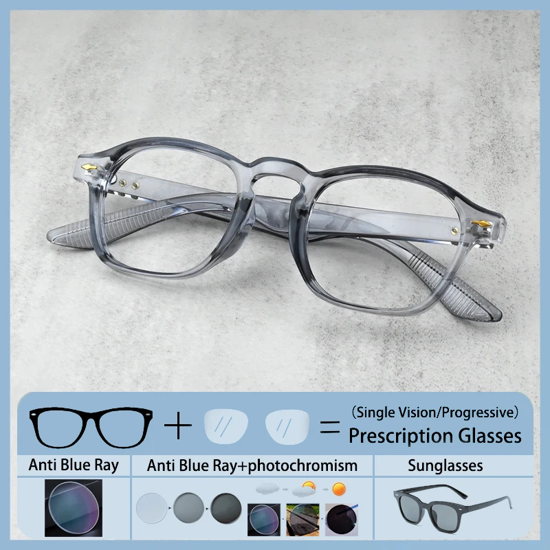 

Новые модные мужские винтажные очки с заклепками по рецепту, очки для дальнозоркости, женские оптические фотохромные очки с защитой от синего луча для ближнего зрения