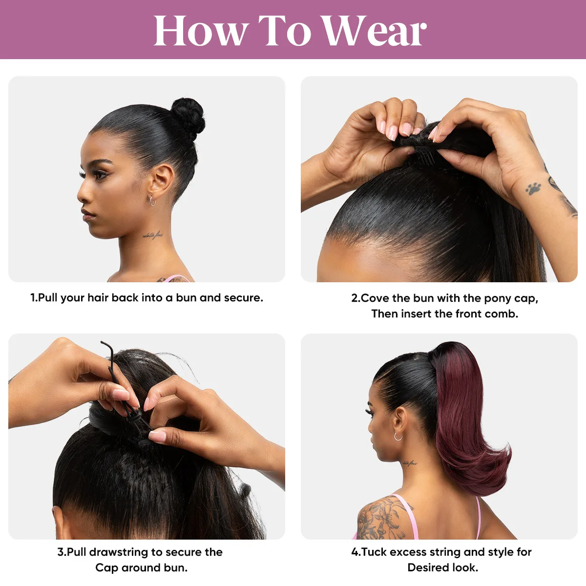 Opulence Coda di cavallo da donna leggermente ricci capelli corti ricci con coulisse coda di cavallo clip in fibra sintetica nell'estensione dei capelli coda di cavallo