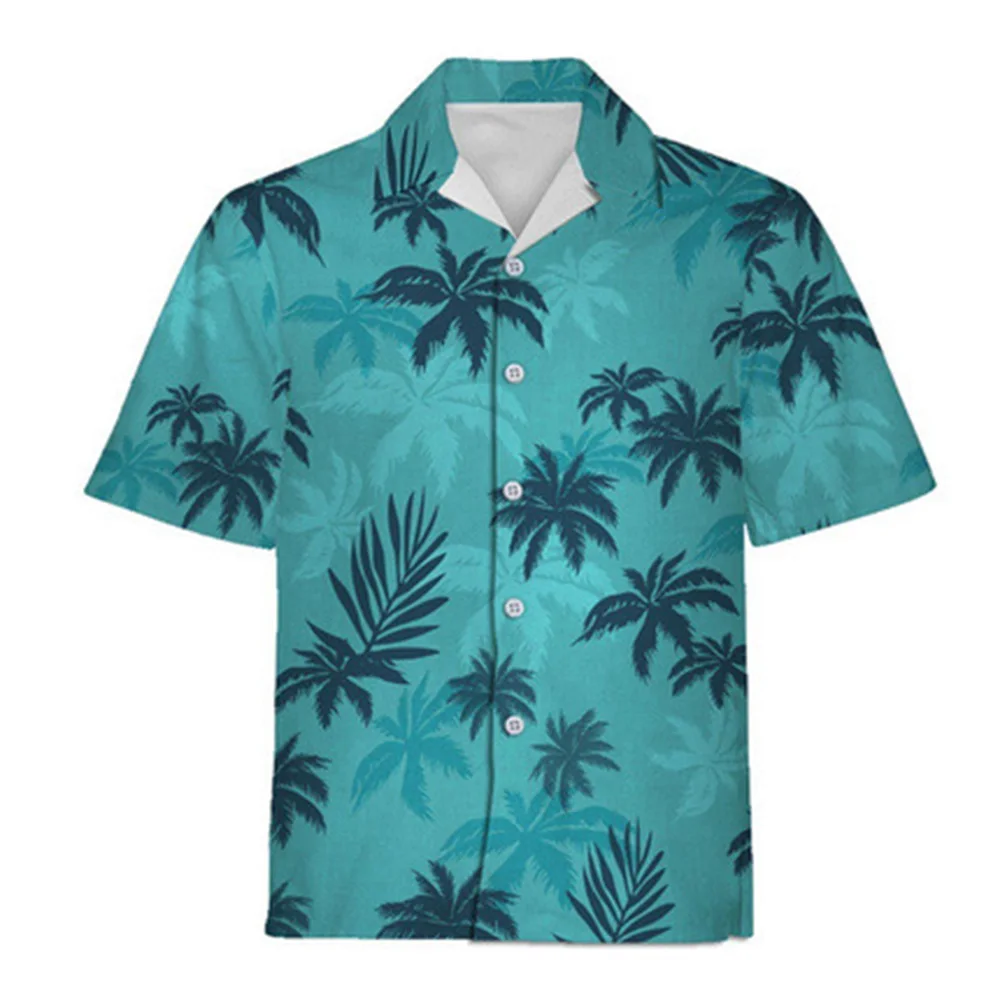 

Summer Fashion Vacation 2024 Color Printed New Casual Lapel Short Sleeve Thin Hawaiian Flower Shirt Men's Affordable Cardigan