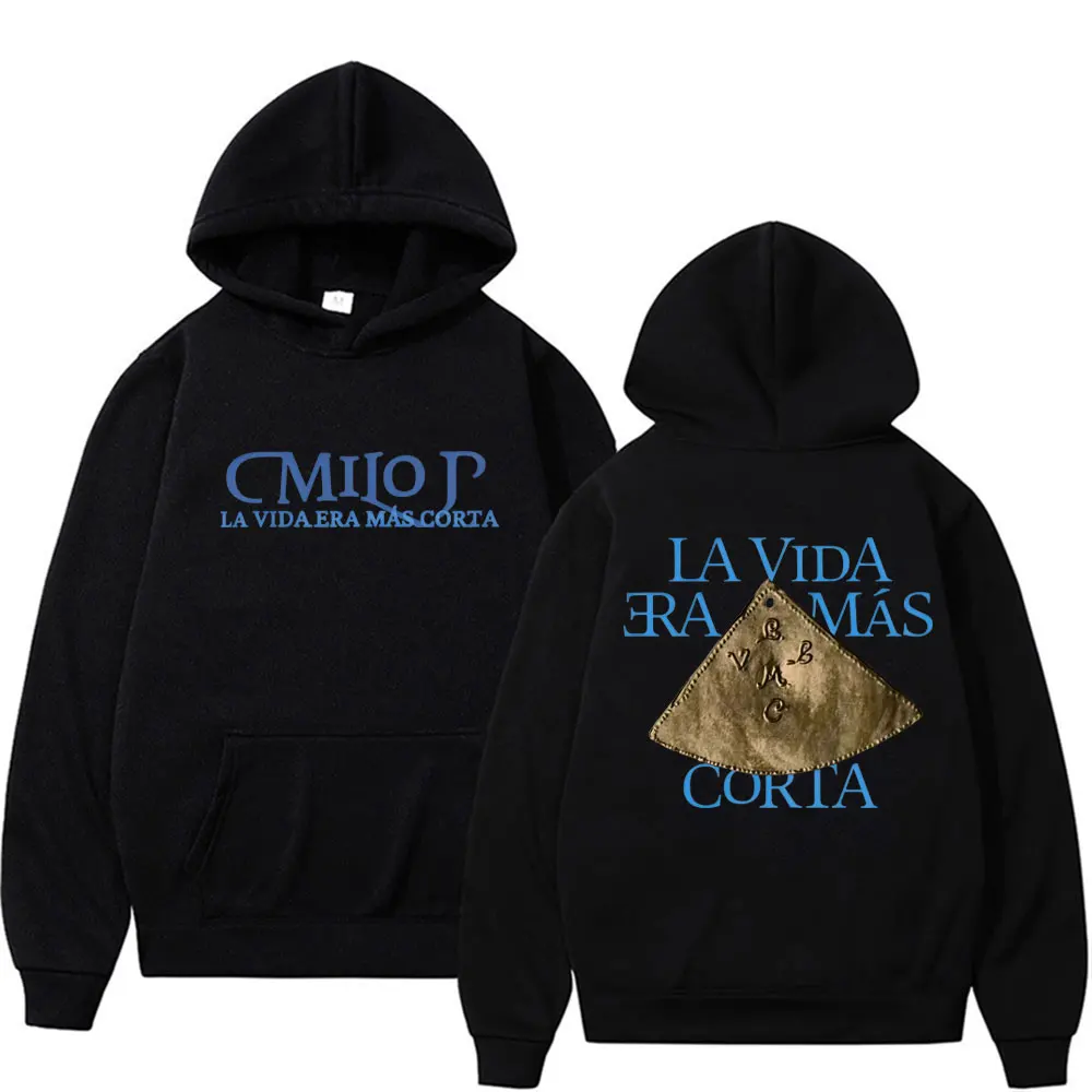 Milo J La Vida Era Mas Corta Novo Álbum Tour 2026 Moletom com Capuz Masculino Feminino Moda Vintage Tendência Blusão de Manga Longa Oversized