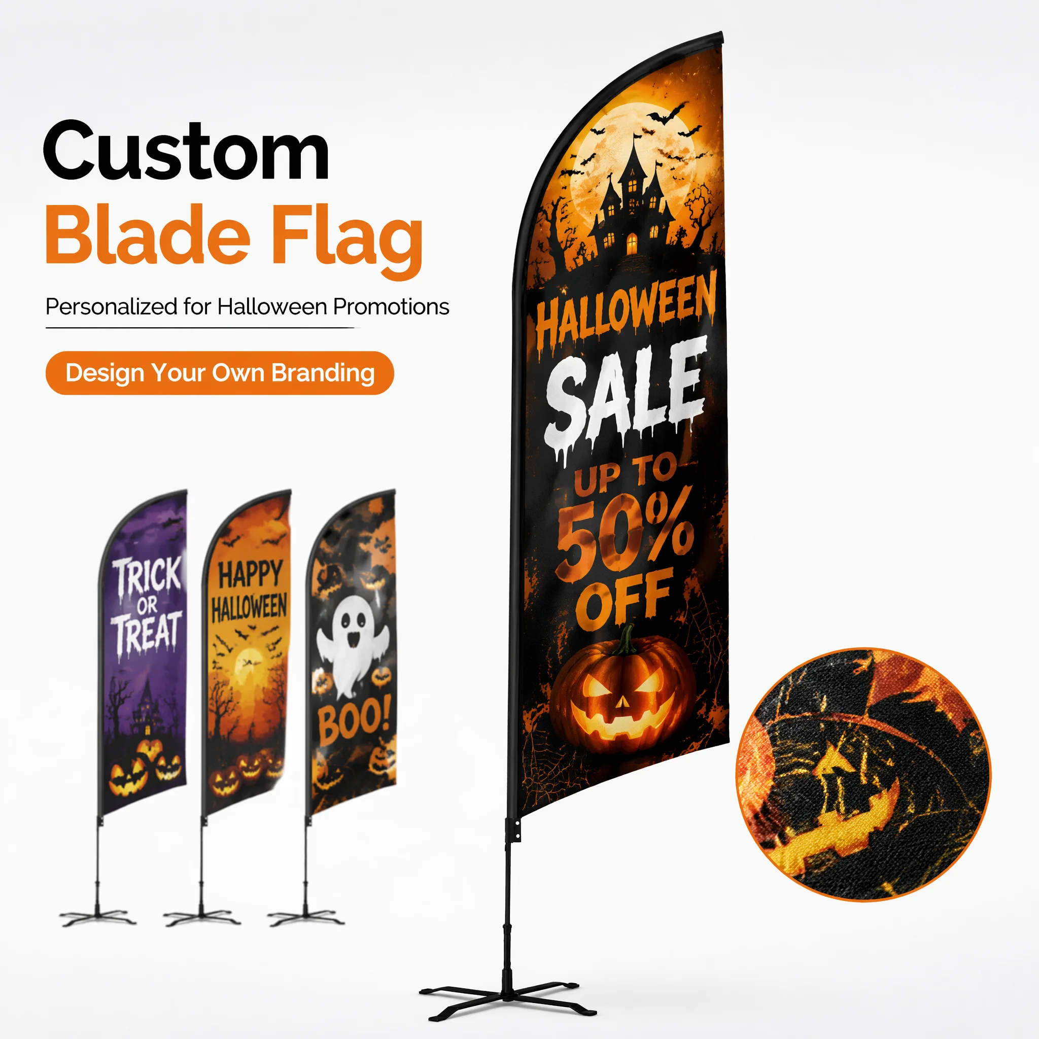 Halloween Custom Outdoor Blade Flag Banner Decoration Flag for Store Party Festival Event Display