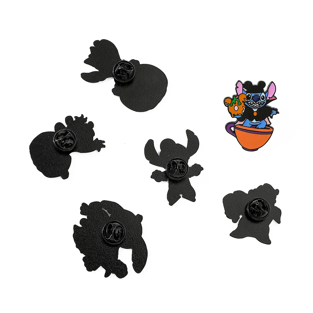 Criativo Halloween Cartoon Broche, Abóbora Esqueleto, Ponto Esmalte Pin, Emblema De Metal, Jóias Roupas, Acessórios Mochila, 6 Pcs