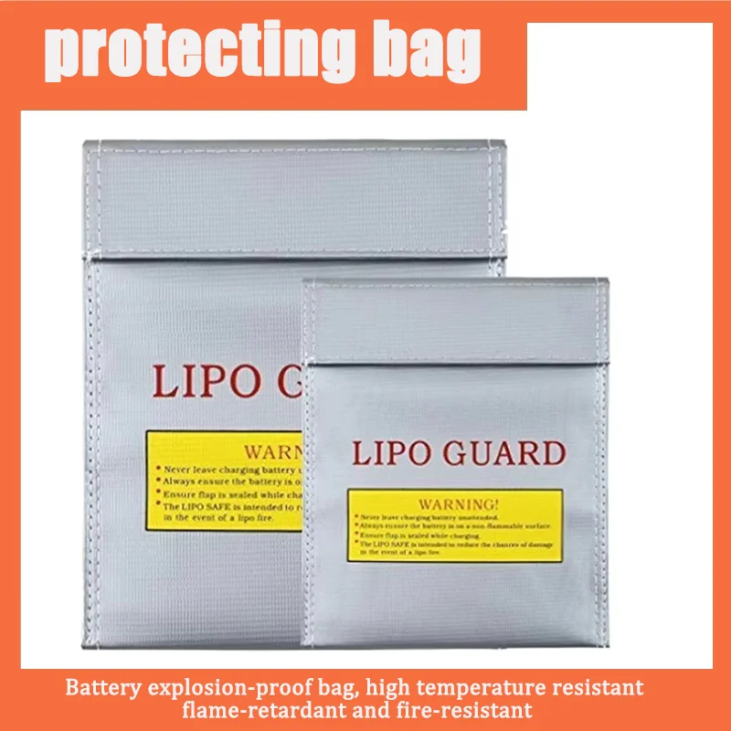 Bolsa de seguridad a prueba de fuego e impermeable para batería Lipo Rc de alta calidad, saco de carga seguro, 18x23cm, 30x23cm, piezas Rojas, negras y plateadas