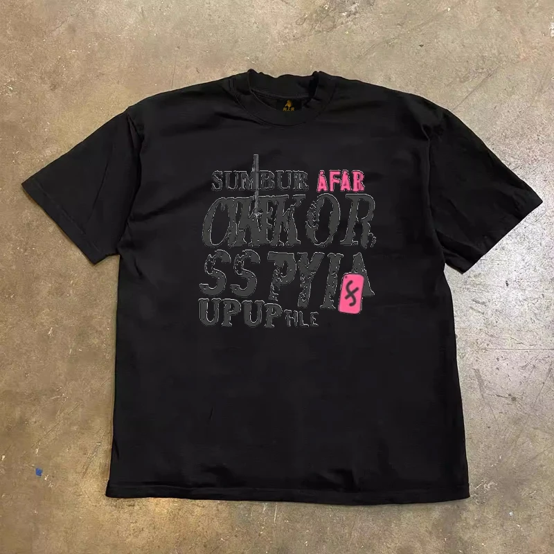 Loose Fit Cotton T-Shirt Unisex Short Sleeve Double Thread UPUPXIA Hero Print Sweat Absorbent round Neck Casual Summer Top