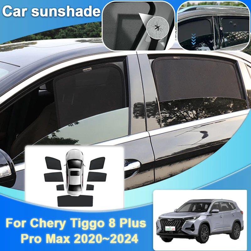 

Mesh Magnetic Sunshade For Chery Tiggo 8 Pro / 8 Pro Max / 8 Plus 2020~2024 Shade Heat Insulating Visor Anti-UV Car Accessories