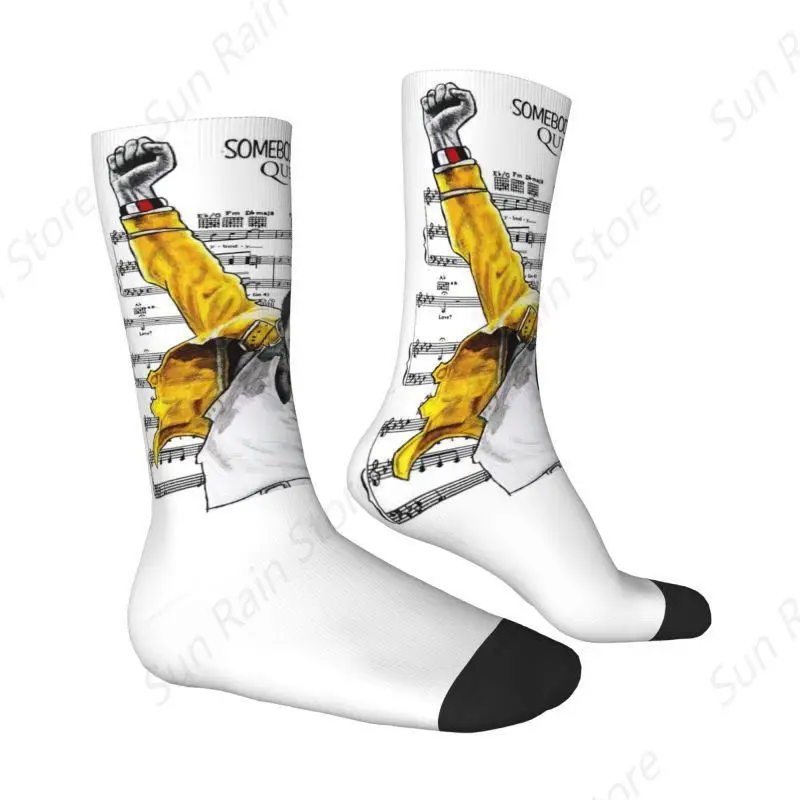 Love Queen Freddie Mercury Dress Socks Mens Womens Warm Funny Novelty Rock Music Crew Socks