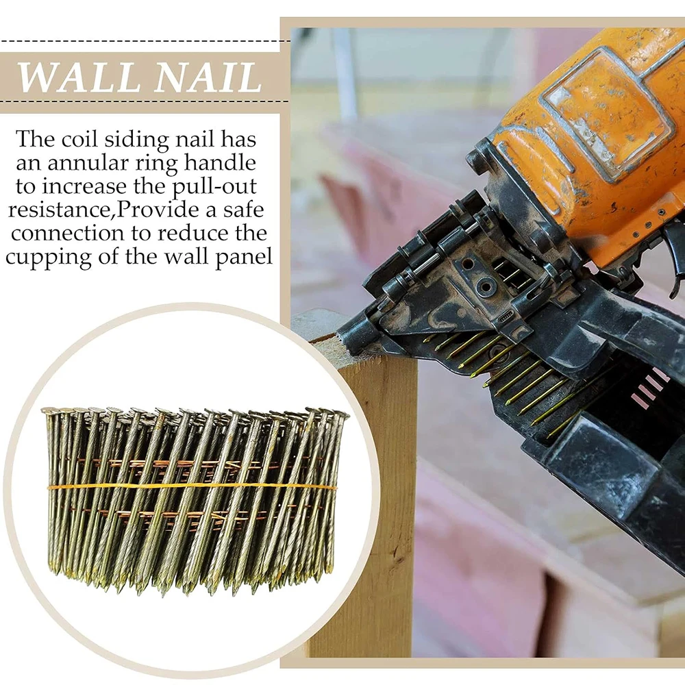 6000個入り コイル釘 50/57/64/70mm ねじ込み式コイル釘 15度 ワイヤー溶接コイル釘 クレート、外壁、フェンス、デッキ用