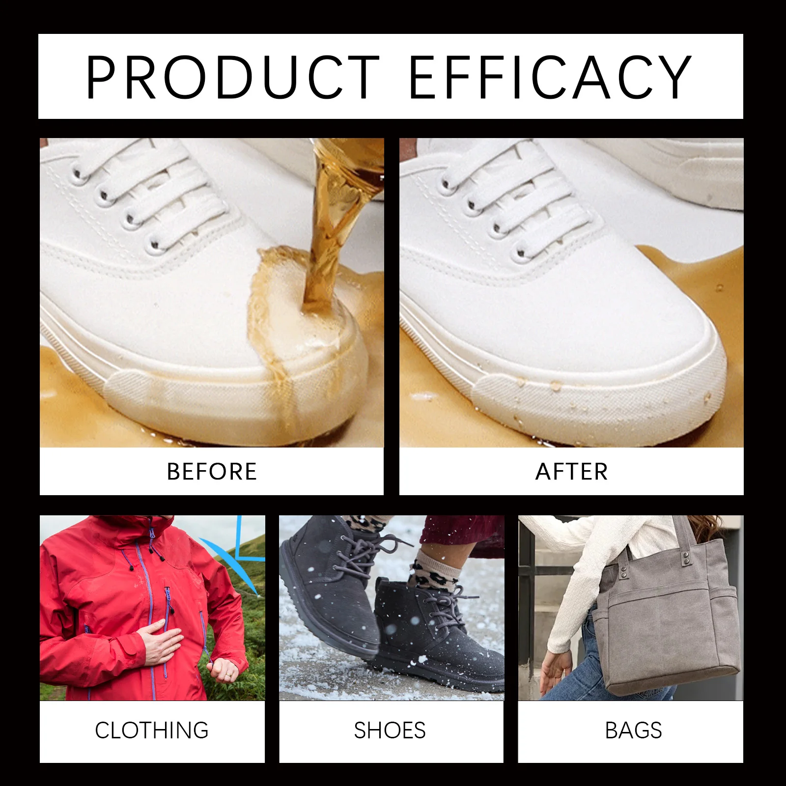 Jakehoe Waterproof and Stain Repellent Spray for Clothes Shoes Bags Fabric Protector Against Spills and Dirt No Residue 100ml