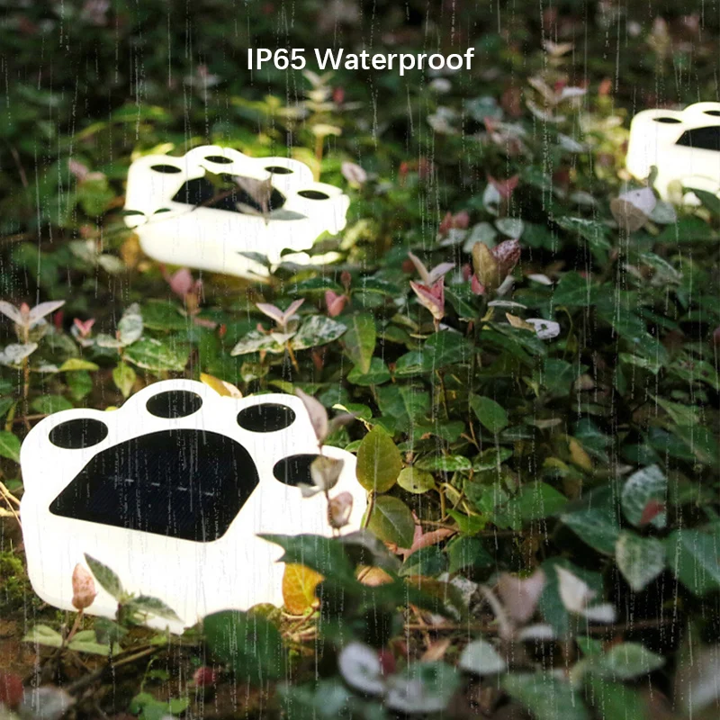 

Solar Powered Outdoor Waterproof Lawn Light Bear's Paw Shaped Cute Night Light for Lawn Pathway Garden Patio Driveway Decor