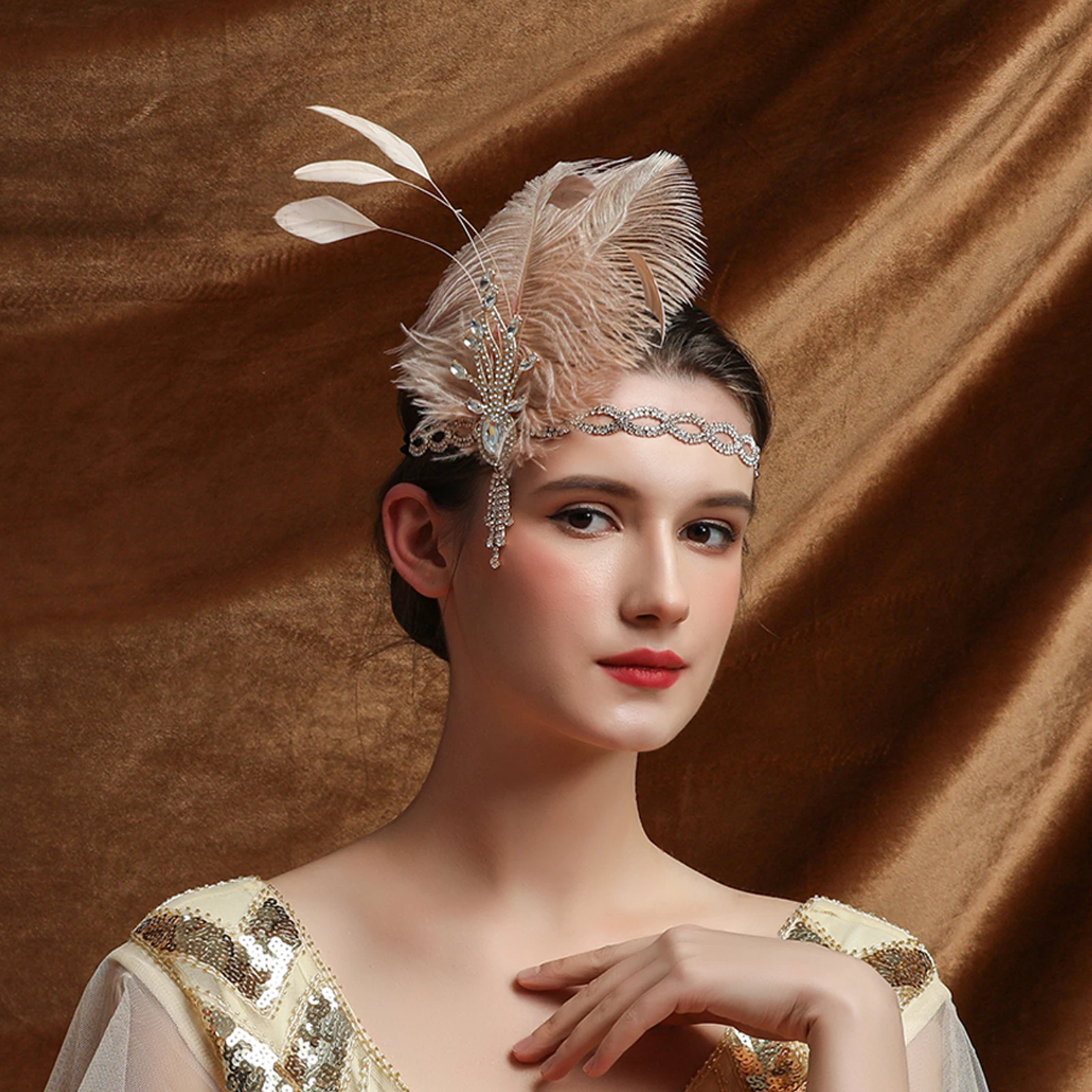 

Лидер продаж, повязка на голову 1920-х годов, украшение для макияжа, повязка на голову с перьями, Гэтсби, одиночная вечеринка, женские головные уборы, повязка на голову с перьями