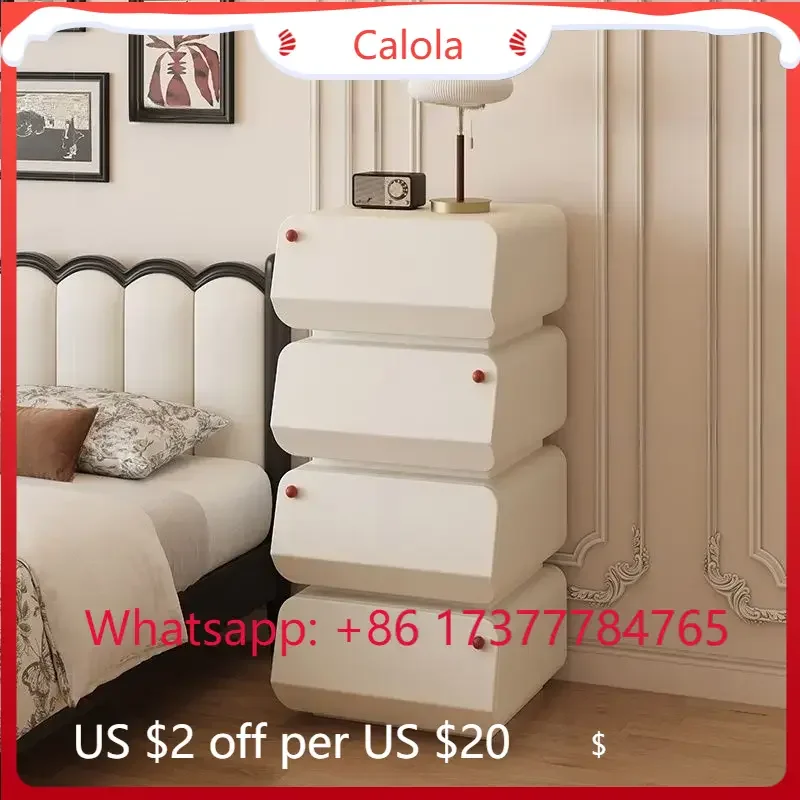 High End Retro Solid Wood Bedside Cabinet Internet Celebrity Sofa Side Storage Cabinet for Bedroom