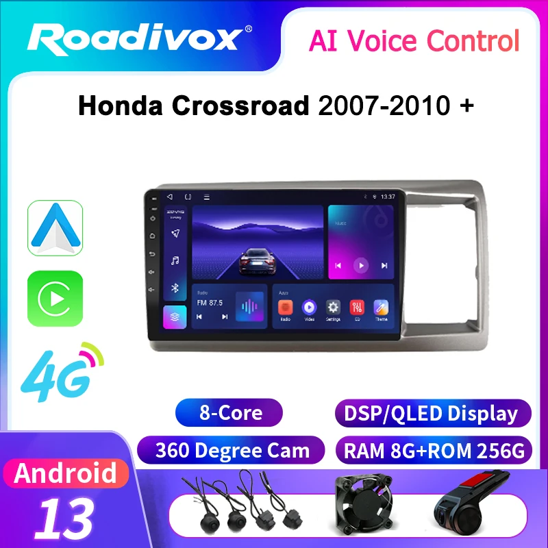 roadivox Android car radio for Honda Crossroad 2007 2010  stereo GPS Navigation video Multimedia Player tape recorder  carplay