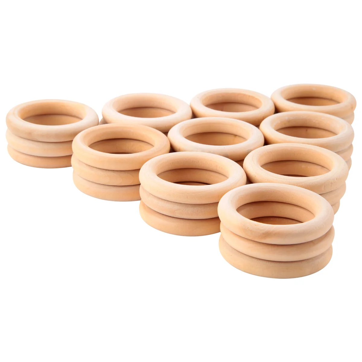 30 Pcs Natural Wood Rings 60mm Unfinished Macrame Wooden Ring Wood Circles for DIY Craft Ring Pendant Jewelry Making