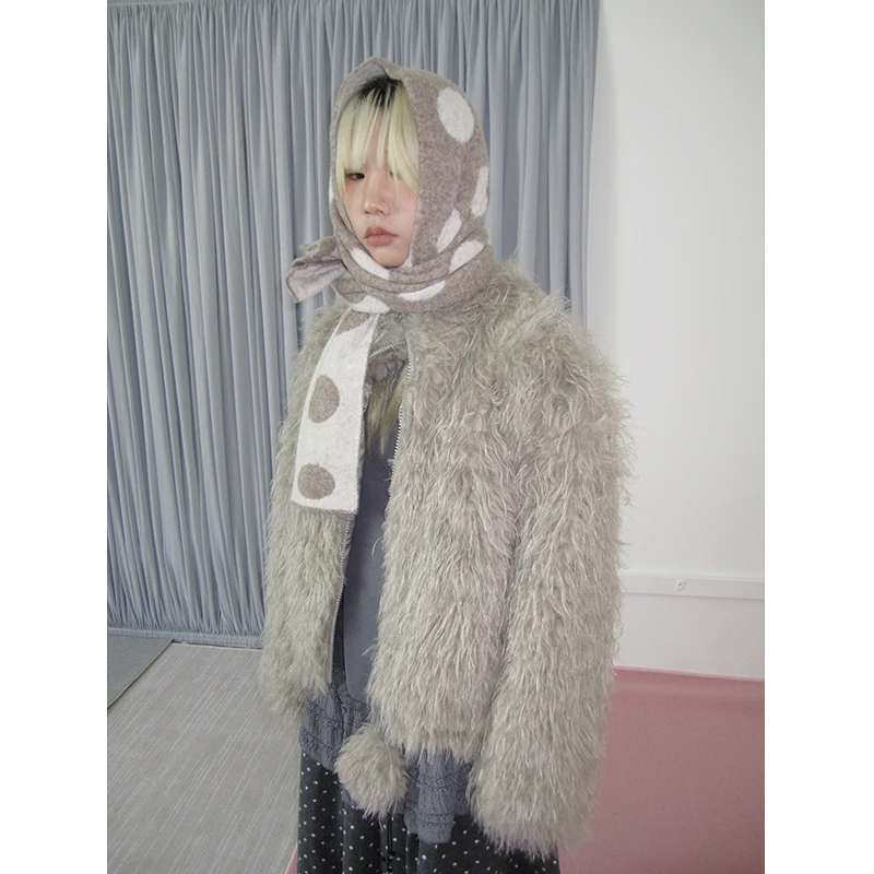 

Korean Sle Warm Fluffy ort Coat Women's Loose Fit Faionable Winter New Arrival Casual Commute Sle Pure Color Zipper