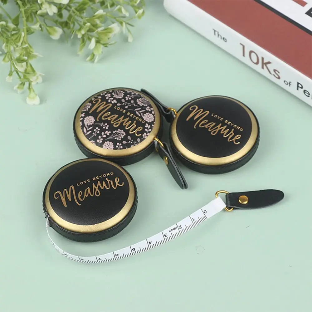 1.5m PU Leather Tape Measure 5.5cm Dia Portable Round Measure Ruler Mini Vintage Retractable Roll Tape Sewing Roll Ruler