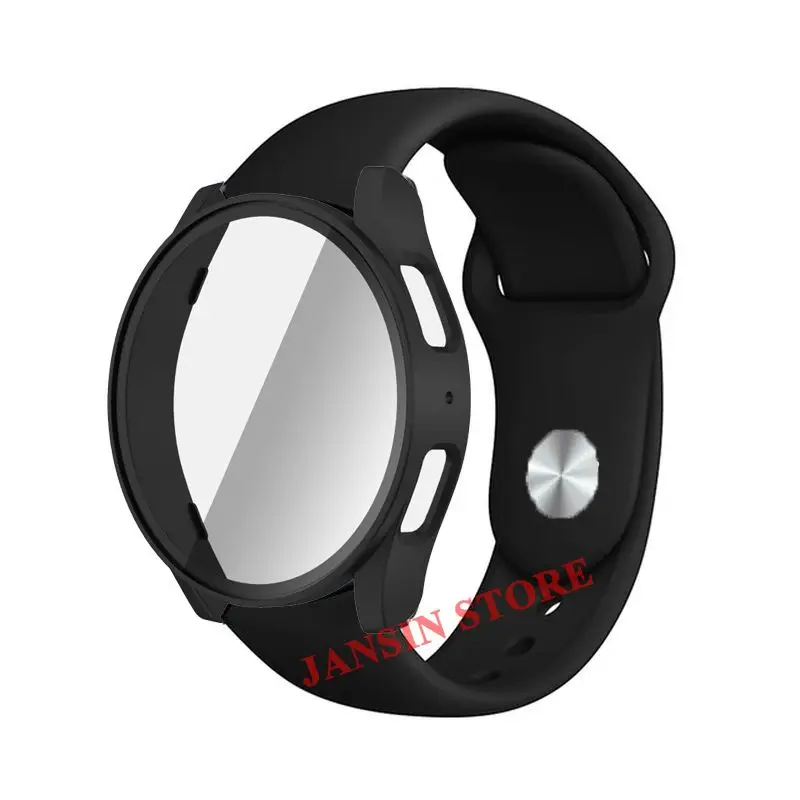 Funda de vidrio templado para PC y Correa de silicona para Samsung Galaxy Watch 7, 6, 5, 4, 40mm, 44mm, banda deportiva suave de 20mm