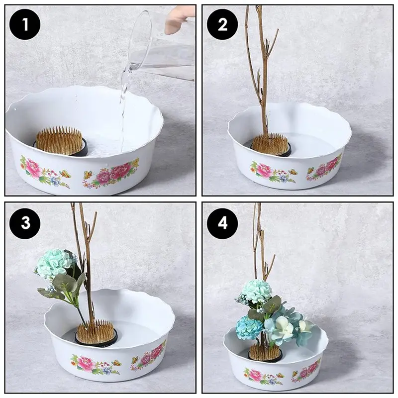 BPA-Free 16 Pcs Japanese Ikebana Kenzan Kit For Flower Arrangement,2.4In Round,1.6In Square,2.1In X 1.4In Rectangle & 1.In Round