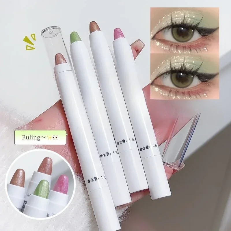 Sombra de ojos camaleón brillante, resaltador de gusano de seda, pluma iluminadora de cabeza de ojo, lápiz perlado blanco, maquillaje de ojos