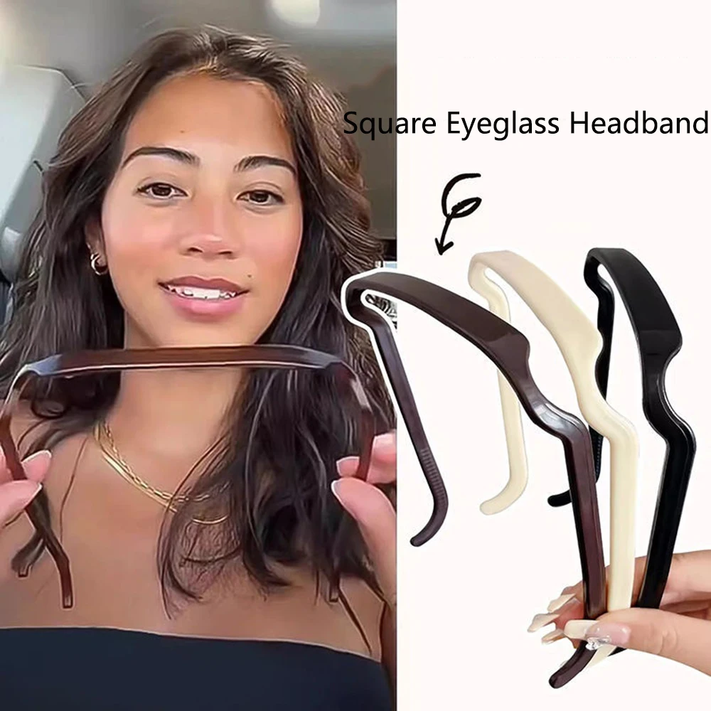 

1/3pcs Women Square Glasses Headband Coloful Invisible Fixed Hair Clips Wave Curly Hair Ties Temples Headband Accessories