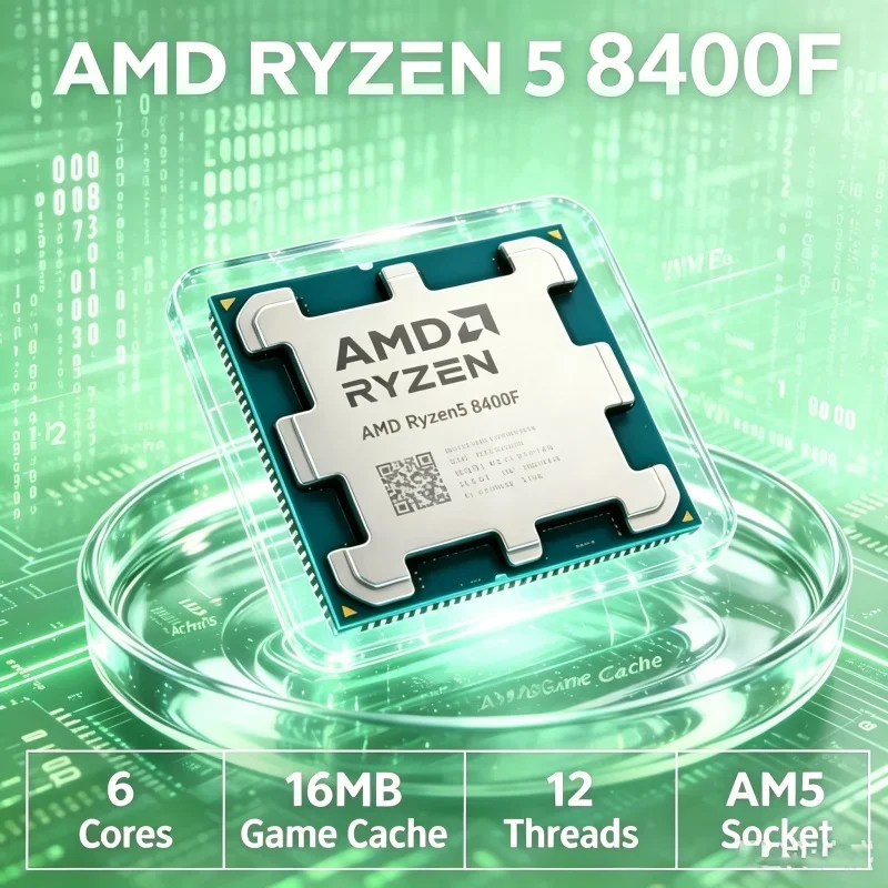 

AMD Ryzen 5 8400F R5 8400F Desktop Gaming Processor 6 Core 12 Thread Up To 4.7GHz AM5 Socket DDR5 16MB Cache 65W 4nm No Cooler