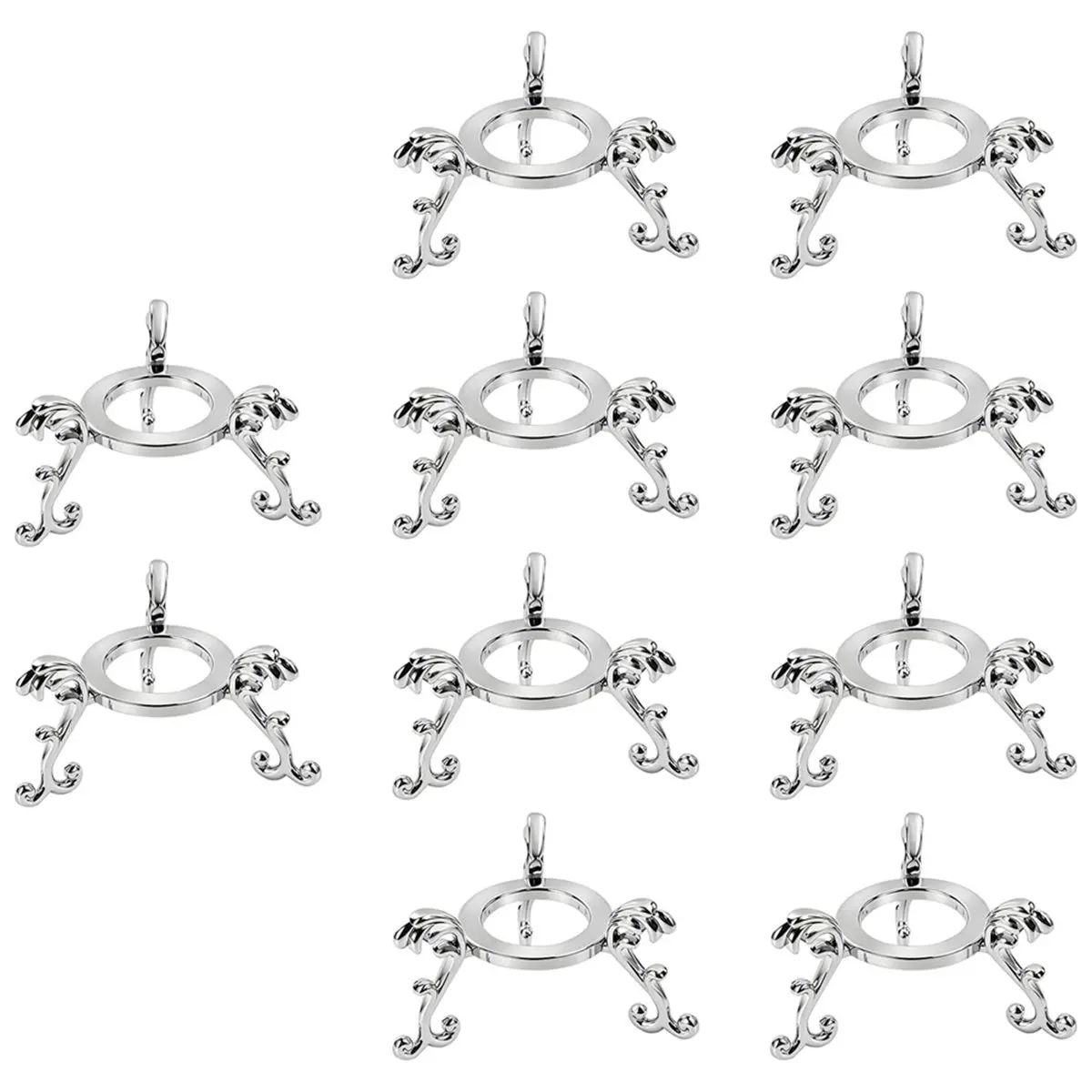 10-Pack Crystal Ball Stands, 40-80mm Sphere Display Holder, for 40-80mm Crystal Balls, for Glass Silver