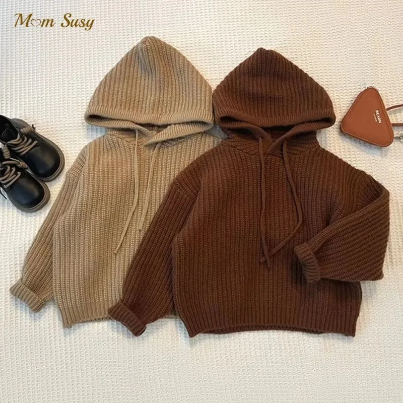 

Fashion Baby Girl Boy Cotton Hooded Sweater Winter Spring Autumn Infant Toddler Child Knitted Pullover Top Baby Clothes 1-10Y