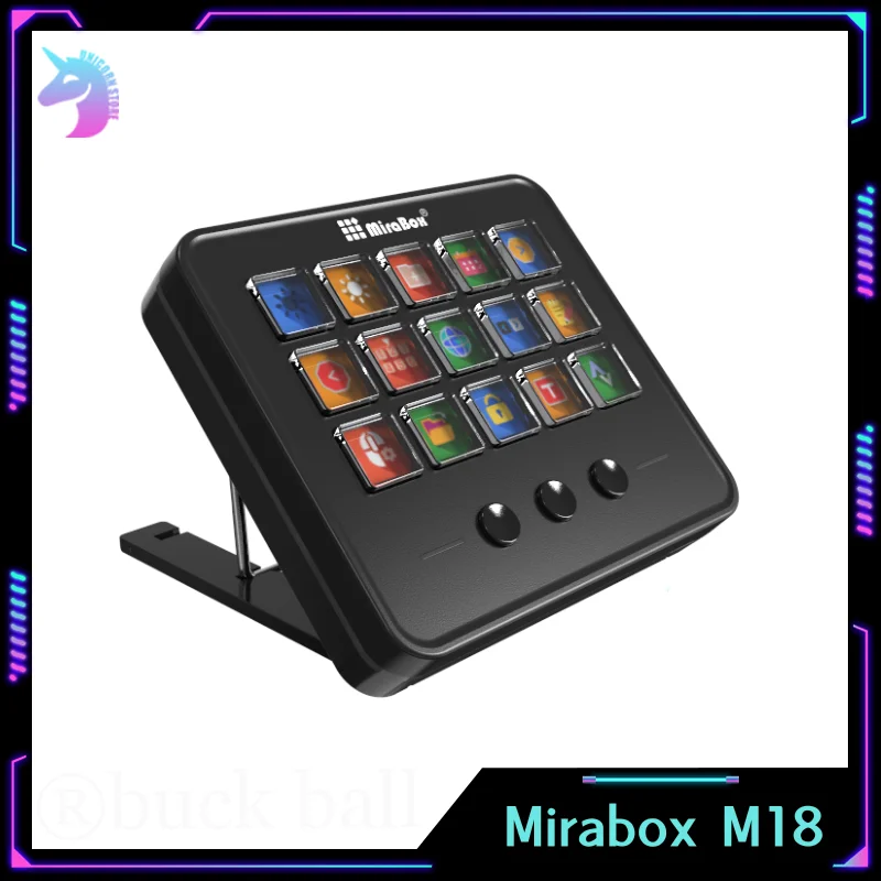 Mirabox M18 V2.0 Stream Deck 18 Keys Visual DIY Macro Buttons Adjustable Desktop Keyboard Console Stand Touch HA Custom Gift