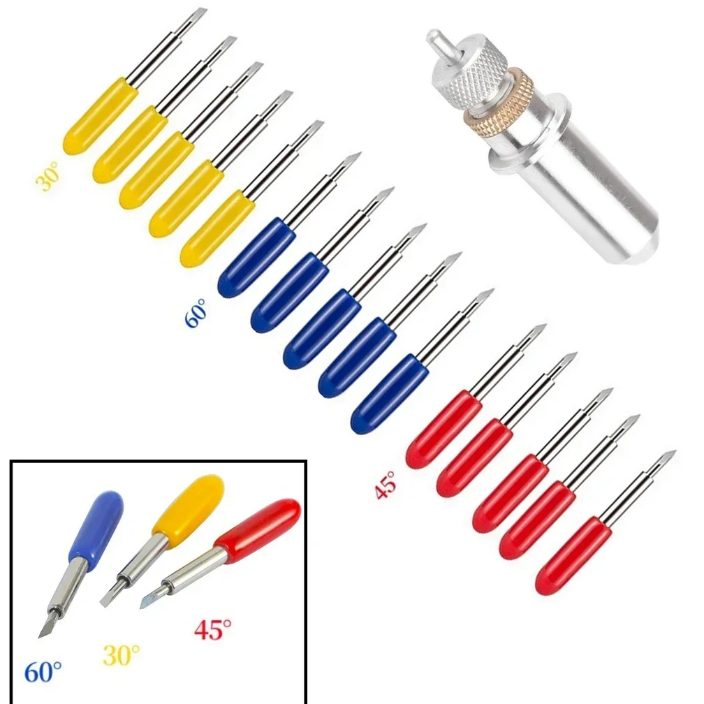 Tungsten Steel Blade Holder + 5pcs 30/45/60 Degree Blades Set Vinyl Cutter For Roland Carving Cutting Plotter Carving Tool