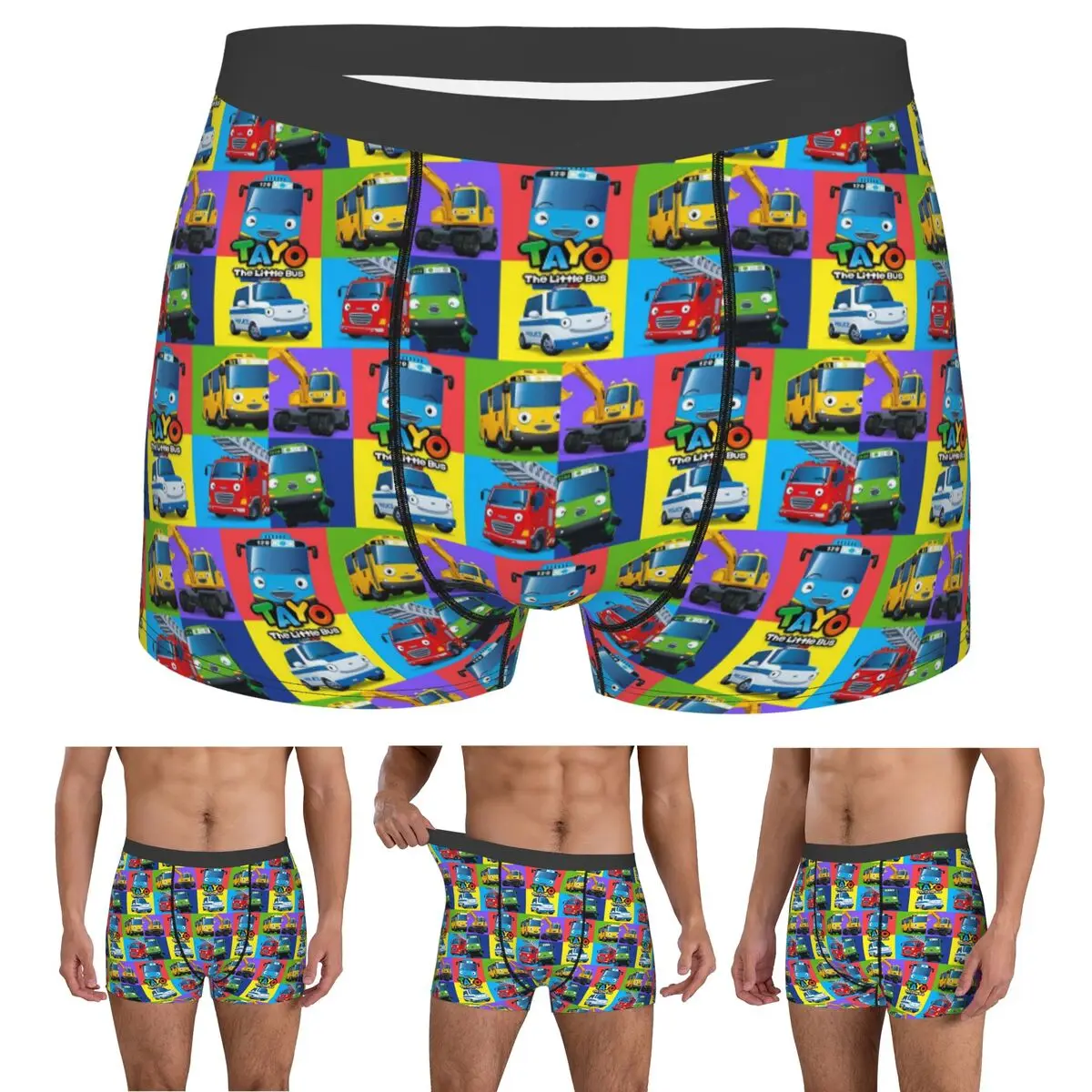 Boxer Underpants Shorts Tayo The Little Bus Panties Men's Soft Underwear for Homme Man Boyfriend Gifts