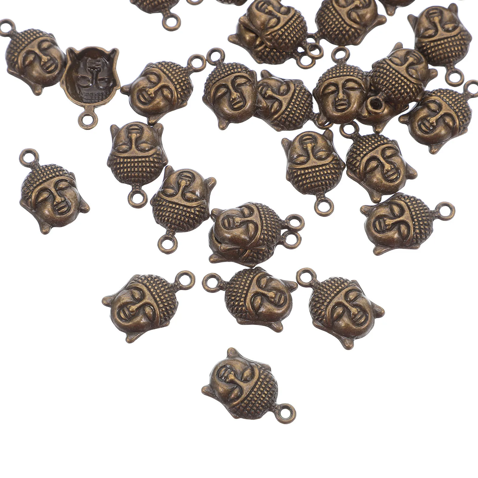 100 Pcs Pendant Retro Buddha Head Jewelry Zinc Alloy Beads for Bracelets Crafts