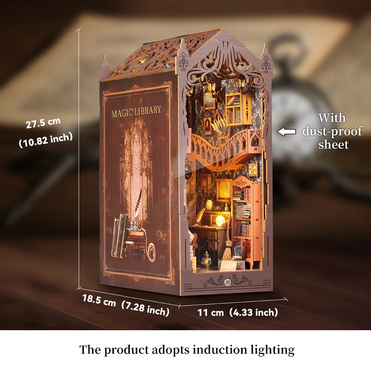 Magic Book Stand Bookshelf Set Miniature Assembly Model Building Dollhouse DIY Handmade Toy Set, Home Bedroom Decoration with Fu