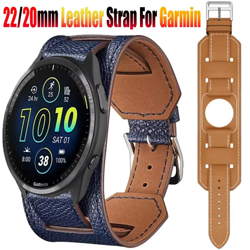 

20/22mm Leather Strap For Garmin Forerunner 265 255 965 955 55 245 165 Durable Bracelet For Garmin Vivoactive 5 4/Vivomove Trend