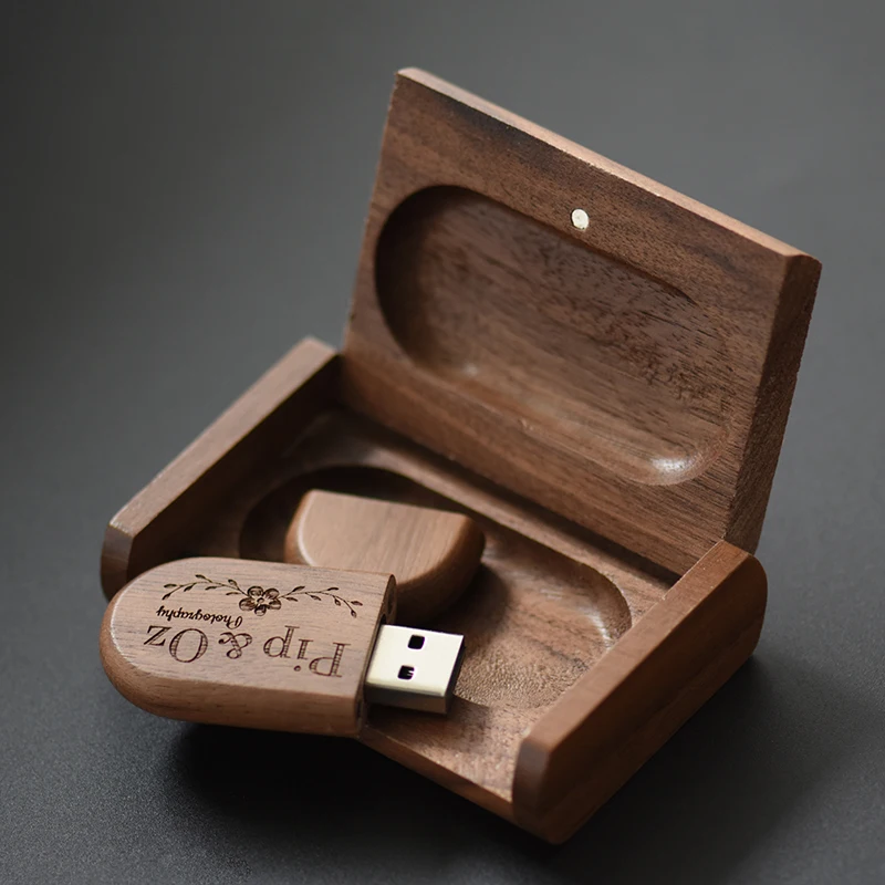 Free LOGO Wooden Box + USB Flash Drive 64GB Wedding Photography Gifts Pen Drives Wholesale Memory Stick U Disk 4GB 8GB 16GB 32GB