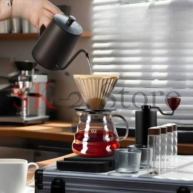 Luxury Aviation Case Pour-over Coffee Set Gift Box, Complete Kit for Travel & Outdoor Use