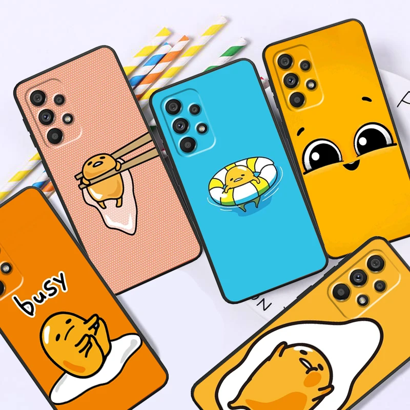 

Sanrio Lazy Egg Cartoon For Samsung A53 A52 A33 A32 A51 A71 A21S A13 A73 A55 A22 A23 A35 A72 A54 A12 5G Black TPU Phone Case