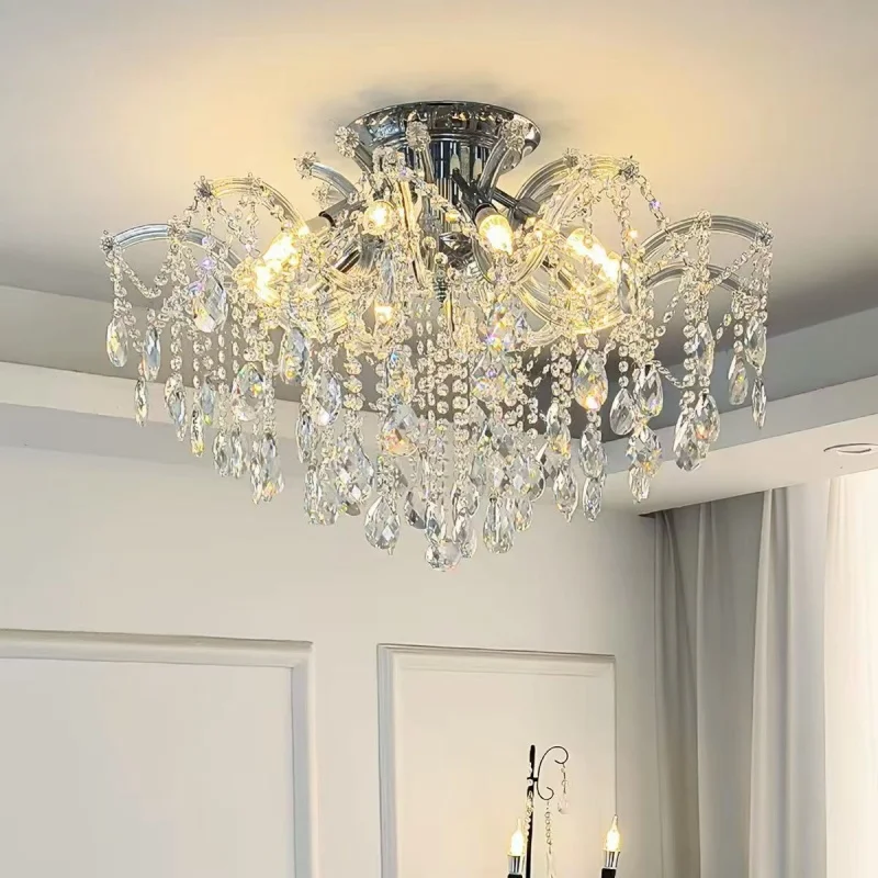 French Style Crystal Ceiling Light Luxury Retro Palace Branch Main Light For Living Room Dining Room High-End Lighting