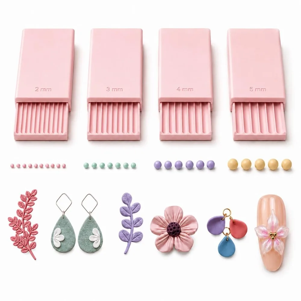 4-teiliges Präzisions-Nutwerkzeug für Tonkugeln, glatt rollender, wiederverwendbarer Tonperlenroller, 3D-gedruckt, 2/3/4/5mm Nagelkunst-Perlenroller