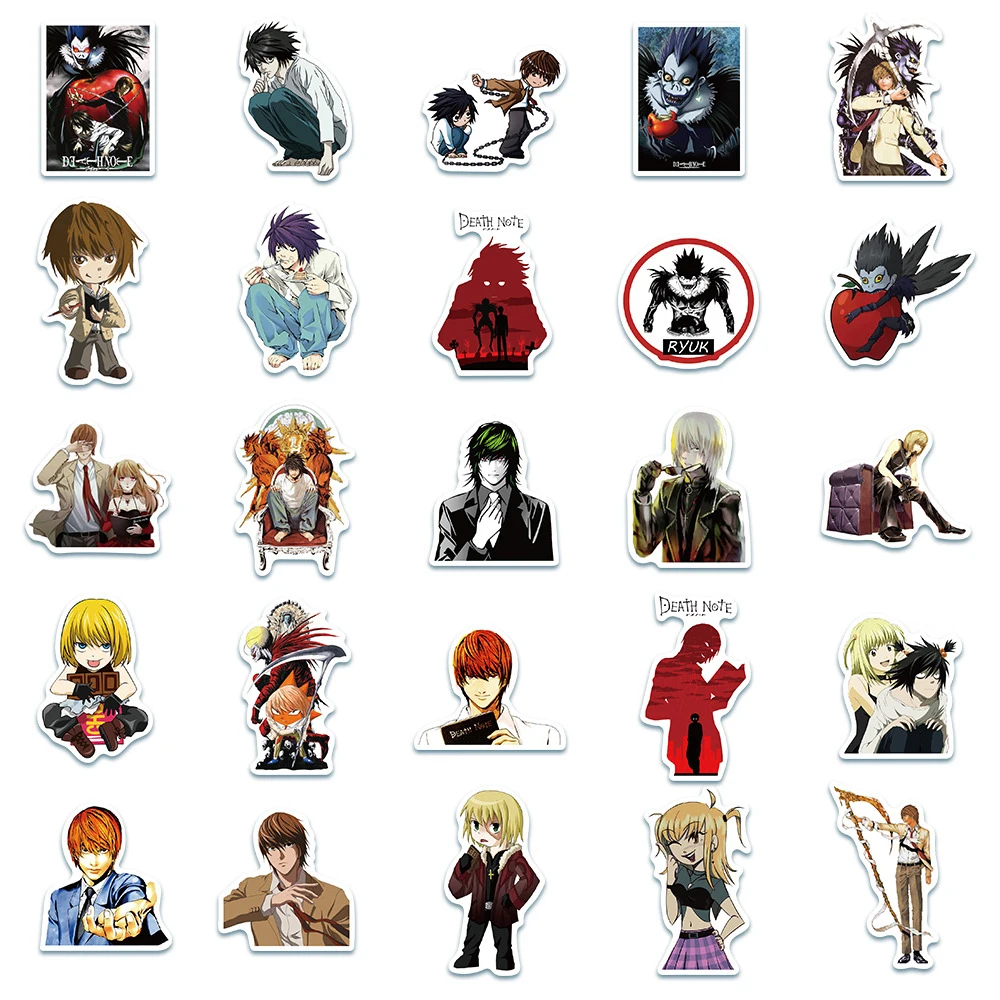 10/30/50pcs Cool Kira Death Notes Anime Stickers Ryuk Graffiti Sticker Waterproof Skateboard Bike Suitcase Light Yagami Decal