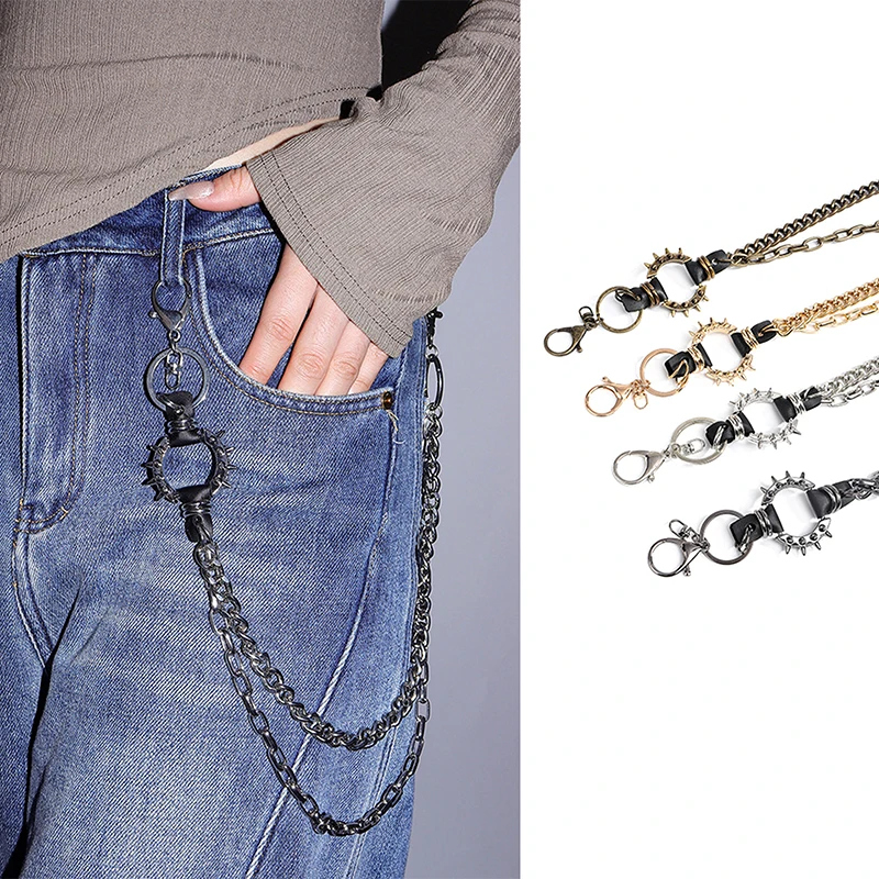 Retro Punk Waist Chains Spiked Hip Hop Trouser Chains Metal Belts For Pants Handbag & Apparel Decoration Rock Style